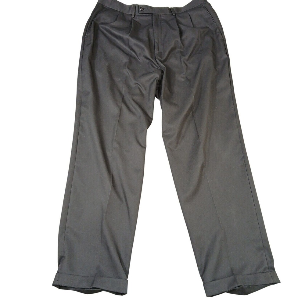 Alan Flusser‎ Golf Men's Black Dress Pants 36x32 Classic Fit Straight High Rise